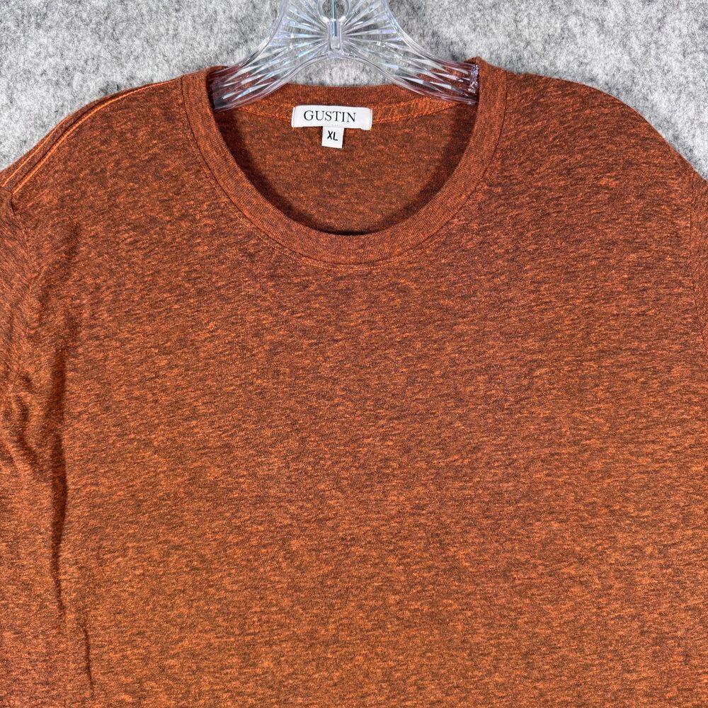 Gustin T Shirt Mens XL Orange Heather Cotton Blend Minor Pilling Made In USA